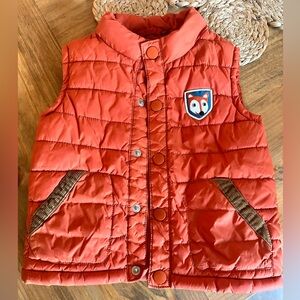Gymboree puffer vest in orange with adorable fox patch! Size 12-24 mo